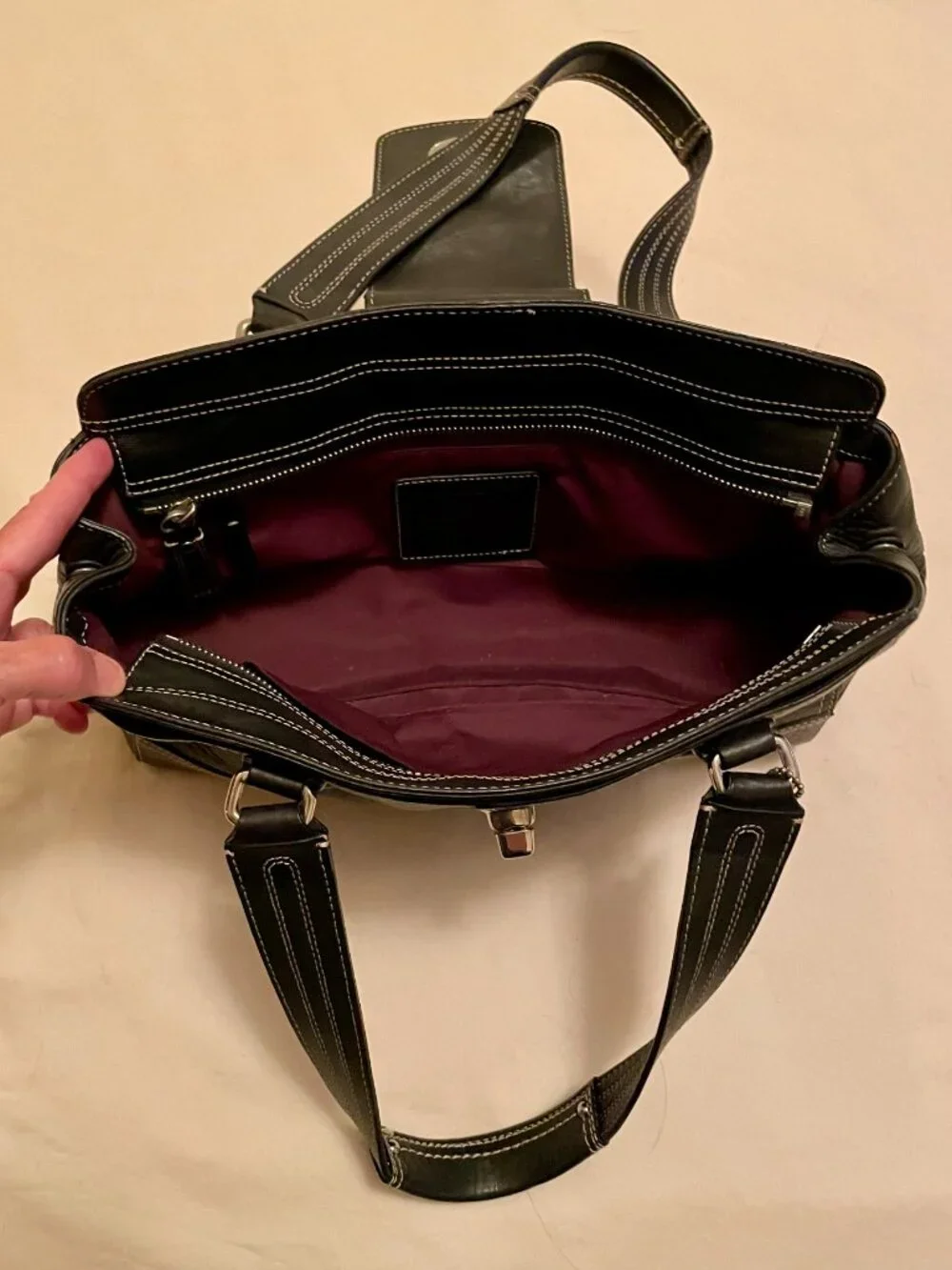 Coach Hampton F13961 Pebbled Leather Satchel Handbag
